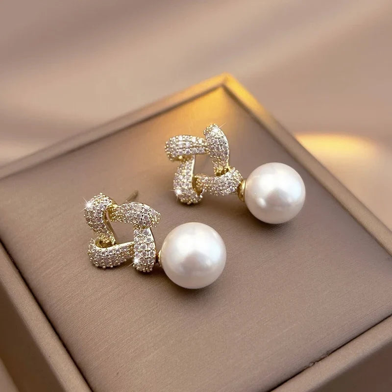 Elegant Niche Square Pearl Stud Earrings for Women
